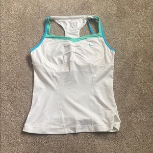 Women's White and Blue Athletic Tank Top